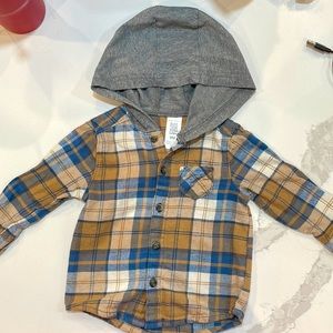 Just One You Hooded Plaid Button Down Shirt
